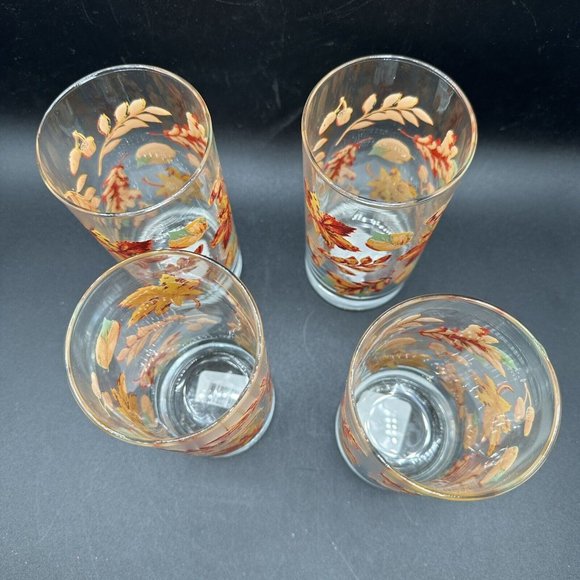 Greenbrier Autumn Fall Leaves Acorns Drinking Glasses Tumblers 16.3 oz Set of 4 - Picture 9 of 9